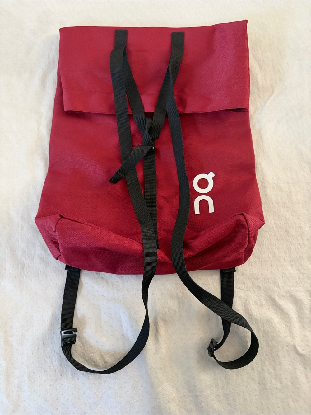 On Running Maroon Roll-Top Backpack with Black Straps